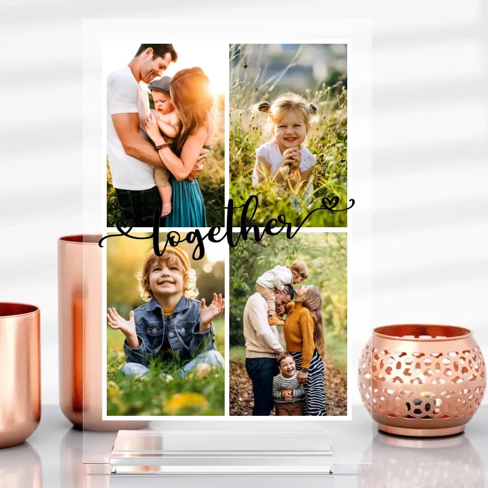 Familien-Collage Aufsteller aus Glas