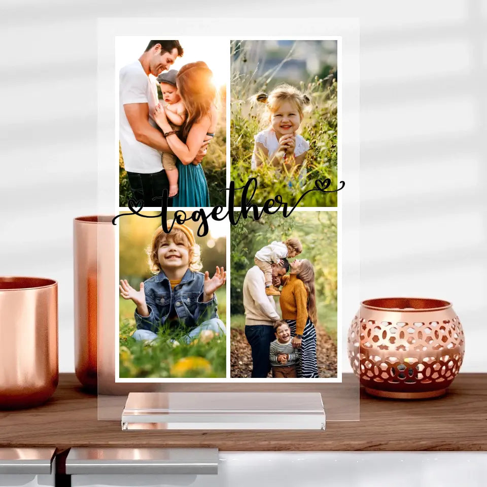 Familien-Collage Aufsteller aus Glas