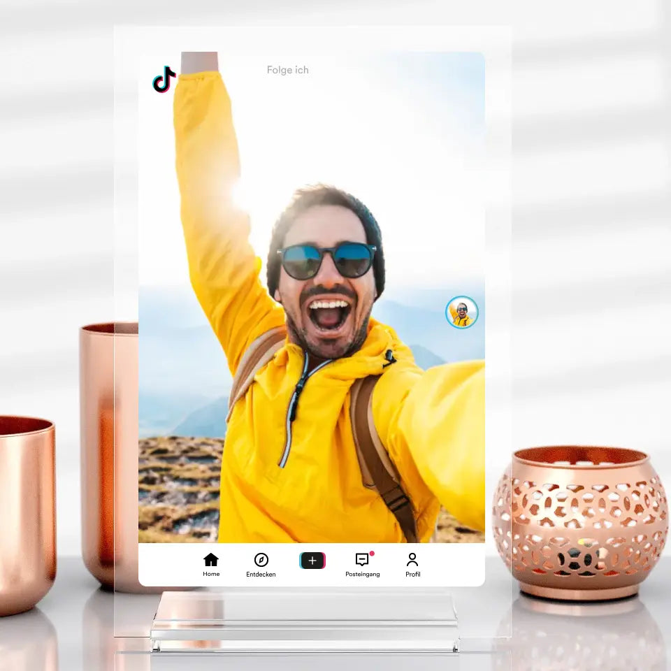 TikTok Videoclip-Aufsteller aus Glas