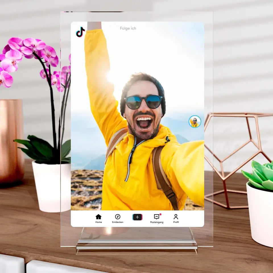 TikTok Videoclip-Aufsteller aus Glas